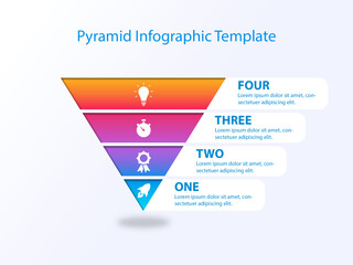 Inverse 4 layer pyramid infographic template. Colorful multi-layer funnel concept for business presentations..