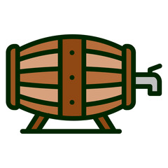 Cask Beer filled line color icon. Can be used for digital product, presentation, print design and more.