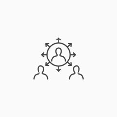 Choice employer hiring staff line icon. Career search company selection work