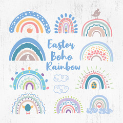 Easter Bunny Bundle SVG, Rainbow SVG, Easter SVG, Boho Rainbow PNG, Spring Svg, Pastel Easter Rainbow Svg, Baby Svg
