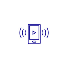 Voice phone sound vibration line icon. Telephone ring vibrate