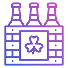 Crate beer bottle clover line gradient icon. Can be used for digital product, presentation, print design and more.