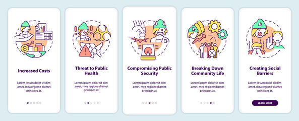 Naklejka premium Effect on society onboarding mobile app screen