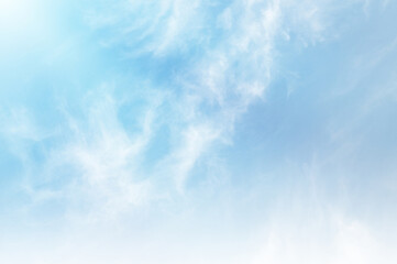 Blue sky with white cloud. The summer heaven is colorful clearing day Good weather and beautiful nature in the morning.