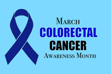 Blue Colorectal cancer March awareness vector ribbon background.	