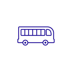Bus transport people public tour line icon. School car tourism