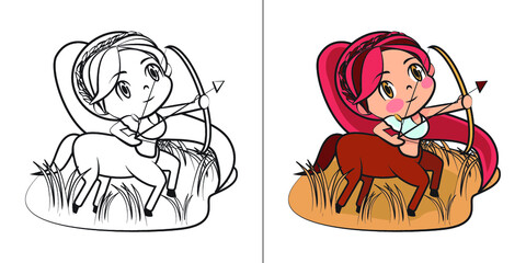 Zodiac sign of Sagittarius cute girl illustration vector November 22 December 21