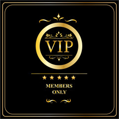 VIP members only banner with golden elements and stars