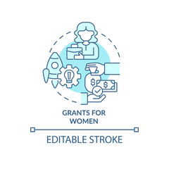Grants for women turquoise concept icon