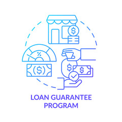 Loan guarantee program blue gradient concept icon