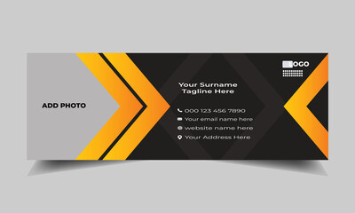 Corporate, Modern and professional email Signature Template.
Creative flat, multipurpose, colorful  Unique Business Email Signature design.
With author photo place and vector banner.

