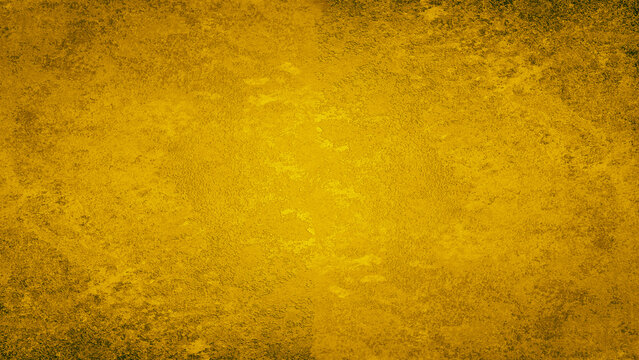 Abstract yellow golden gold colored painted colorful dark grunge old aged retro vintage stone concrete cement wall floor or paper texture, with cracks - Abstract background pattern design template