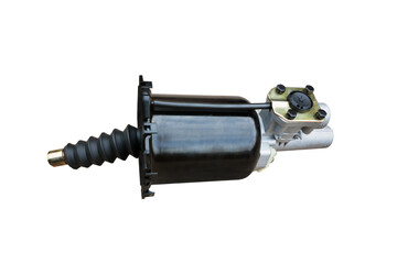 Brake master cylinder, pneumatic hydraulic booster car brake, truck brake system detail isolated on...