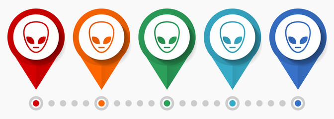 Alien, ufo concept vector icon set, flat design extraterrestrial pointers, infographic template easy to edit