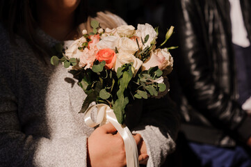 Bouquet of flowers in the bride's hand. Bridal bouquet