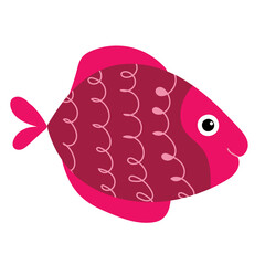 fish flat design on white background, isolated vector