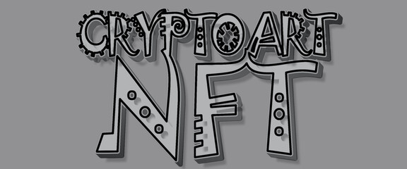 NFT non fungible tokens crypto art, crypto art concept on background, Empty space for text - obrazy, fototapety, plakaty