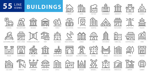 Building minimal thin line web icon set. Outline icons collection. Simple vector illustration - 489249117