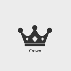 Crown vector icon solid grey