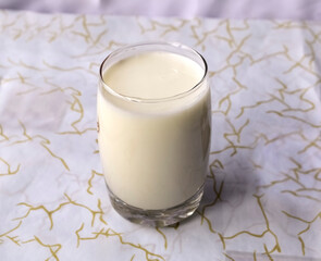 A glass of fresh homemade cow's milk