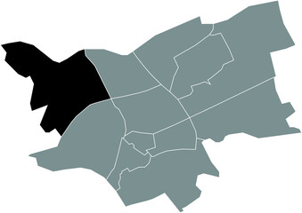 Black flat blank highlighted location map of the ENGELEN DISTRICT inside gray administrative map of 's-Hertogenbosch, Netherlands
