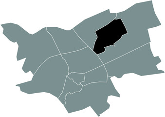Black flat blank highlighted location map of the DE GROOTE WIELEN DISTRICT inside gray administrative map of 's-Hertogenbosch, Netherlands