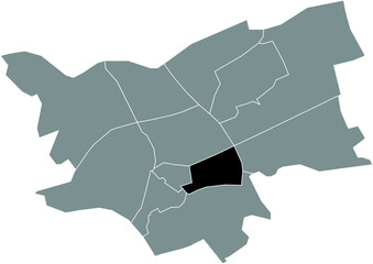 Black flat blank highlighted location map of the GRAAFSEPOORT DISTRICT inside gray administrative map of 's-Hertogenbosch, Netherlands