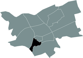Black flat blank highlighted location map of the BINNENSTAD DISTRICT inside gray administrative map of 's-Hertogenbosch, Netherlands