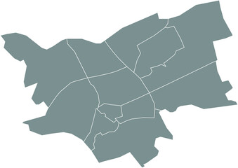Gray flat blank vector administrative map of 'S-HERTOGENBOSCH, NETHERLANDS with black border lines of its districts