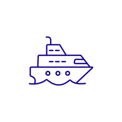 Yacht cruise water ship line icon. Marine luxury cruiser voyage