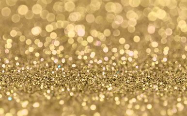 Beautiful Gold Glitter Bokeh Texture, Closeup Photography