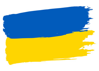 Flag of Ukraine. Vector illustration on gray background. National flag with two colors: blue and yellow. Beautiful brush strokes. Abstract concept. Elements for design. Painted texture.