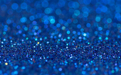 Beautiful Sapphire Glitter Bokeh Texture, Closeup Photography