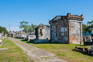 Fototapeta na wymiar Valence Cemetery on Valence Street in New Orleans, Louisiana, USA