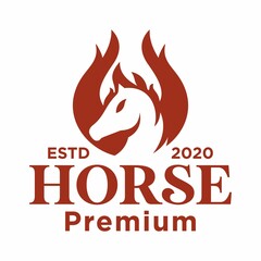horse with flame for sport logo design inspiration