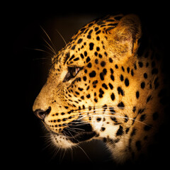 Portrait of a Ceylon leopard.