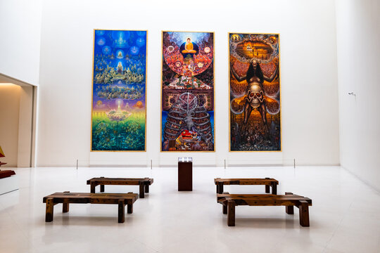 Bangkok, Thailand - December 2021: Museum of Contemporary Art (MOCA BANGKOK) interior and architecture, Bangkok, Thailand. The Museum was opened in 2012