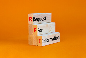 RFI request for information symbol. Concept words RFI request for information on blocks on a...