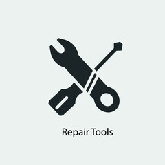 Repair tools vector icon solid grey