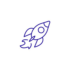 Rocket start future up line icon. Space ship shuttle fly