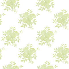 Seamless botanical pattern, silhouette of a bouquet of flowers. Watercolor texture of flowers silhouette for design, ready-made seamless background with delicate flowers.