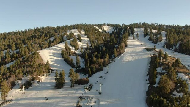 Big Bear Sunset Ski Resort Aerial Shot San Bernardino Mountains R California USA
