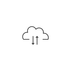 Cloud lock database line icon. Computing data download save