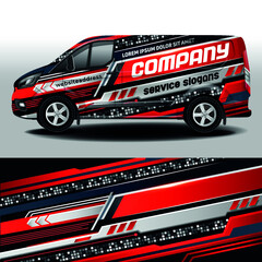 Development of car design for the company. Van Car Wrapping Decal.Car branding. Car brand sticker in black and red colors   © Lelia Ledencova