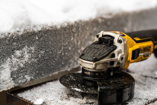 Ufa, Russia - January 25: DeWalt power tools in Ufa on january 31, 2022. DeWalt is an American worldwide brand of power tools and hand tools for the construction