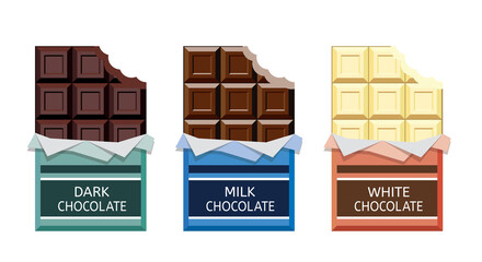 vector collection of opened chocolate