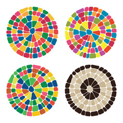 vector abstract colorful mosaic round patterns