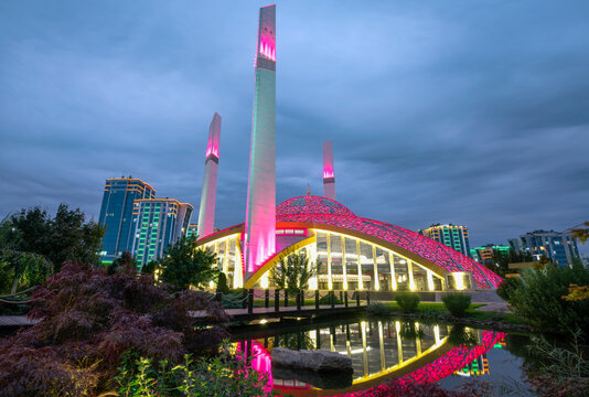 Mother's Heart Mosque on a cloudy evening. Argun, Chechen Republic