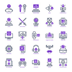 Virtual Reality icon pack for your website design, logo, app, UI. Virtual Reality icon Mixed Line Solid design. Vector graphics illustration and editable stroke.