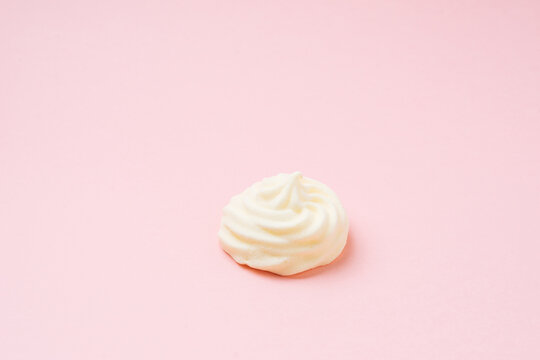 Sweet zefir on pink surface